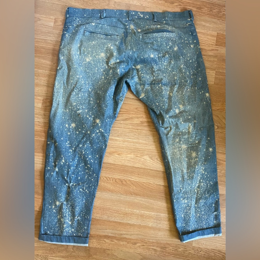 Custom Saint Roper Blue Distressed Men's Biker Style Jeans - Picture 3 of 8